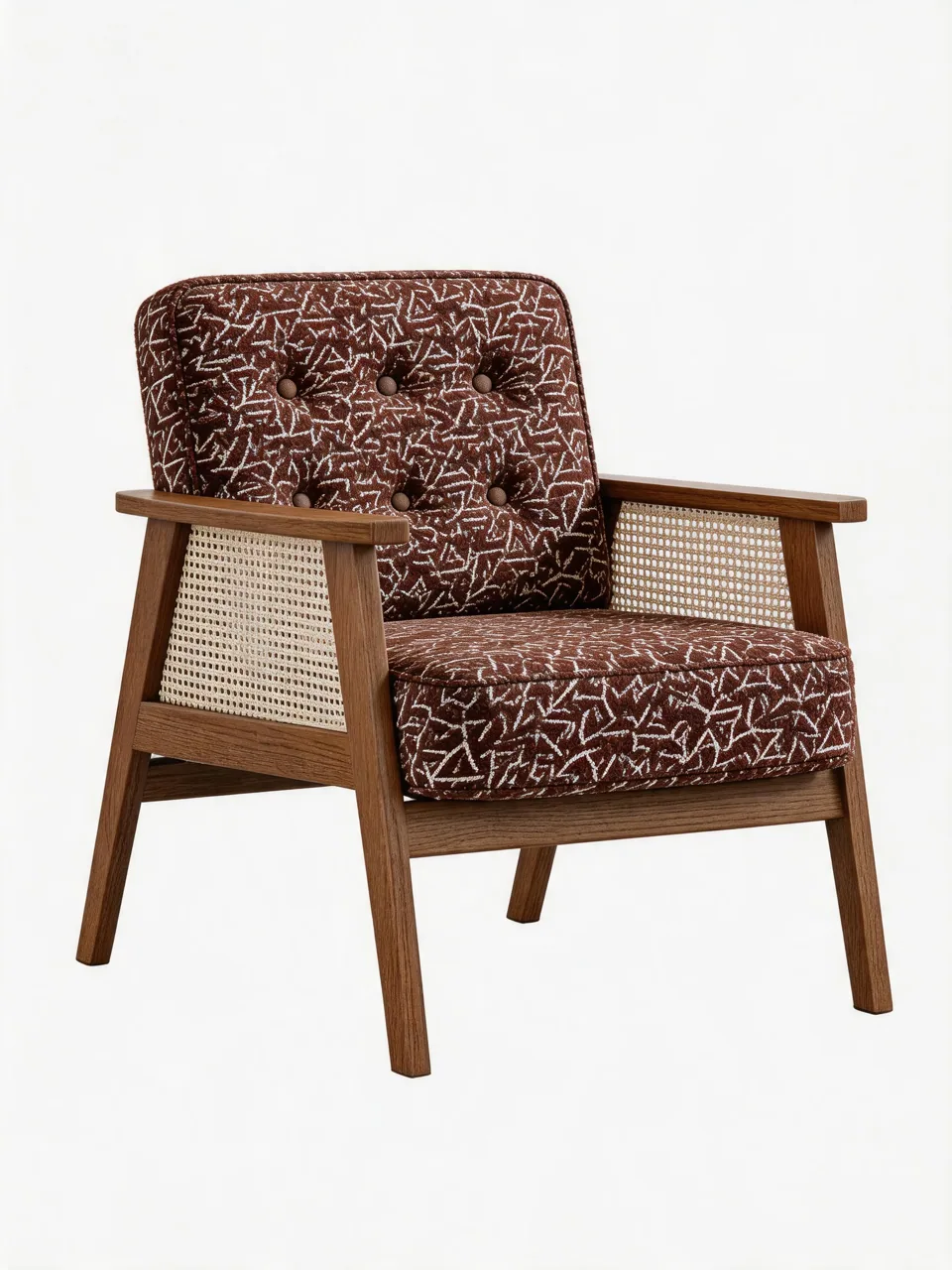 Burgundy Scribble Cane Armchair