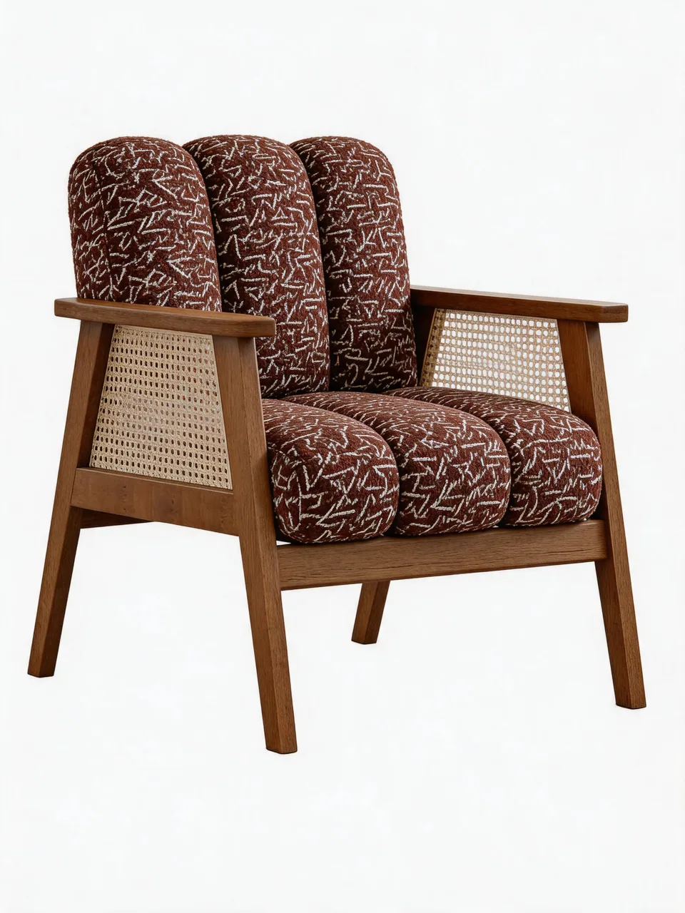 Burgundy Scribble Cane Armchair view 2
