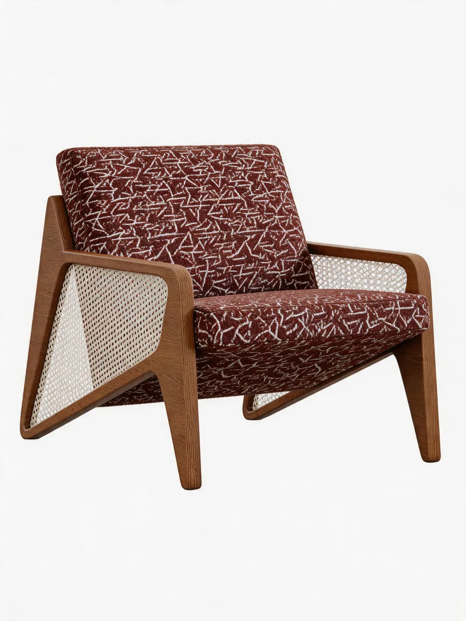 Burgundy Scribble Cane Armchair view 4