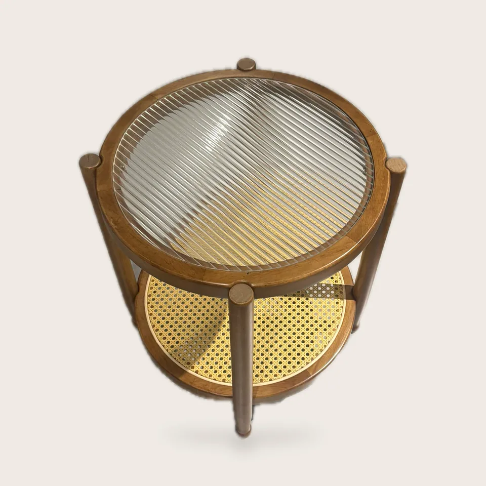 Cane Drum Side Table