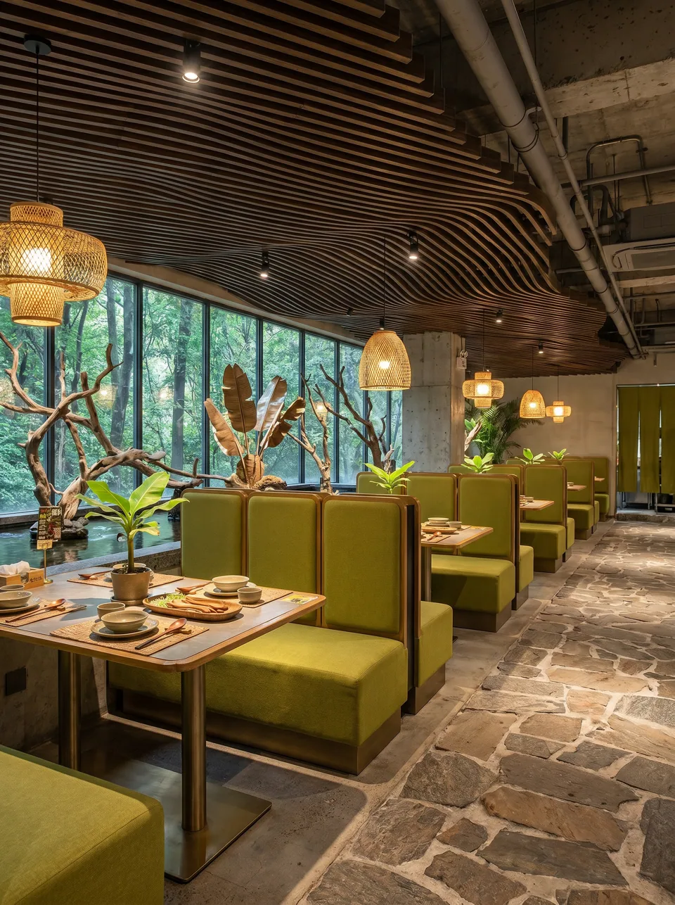 Chartreuse Oak-Shell Booth Set view 4