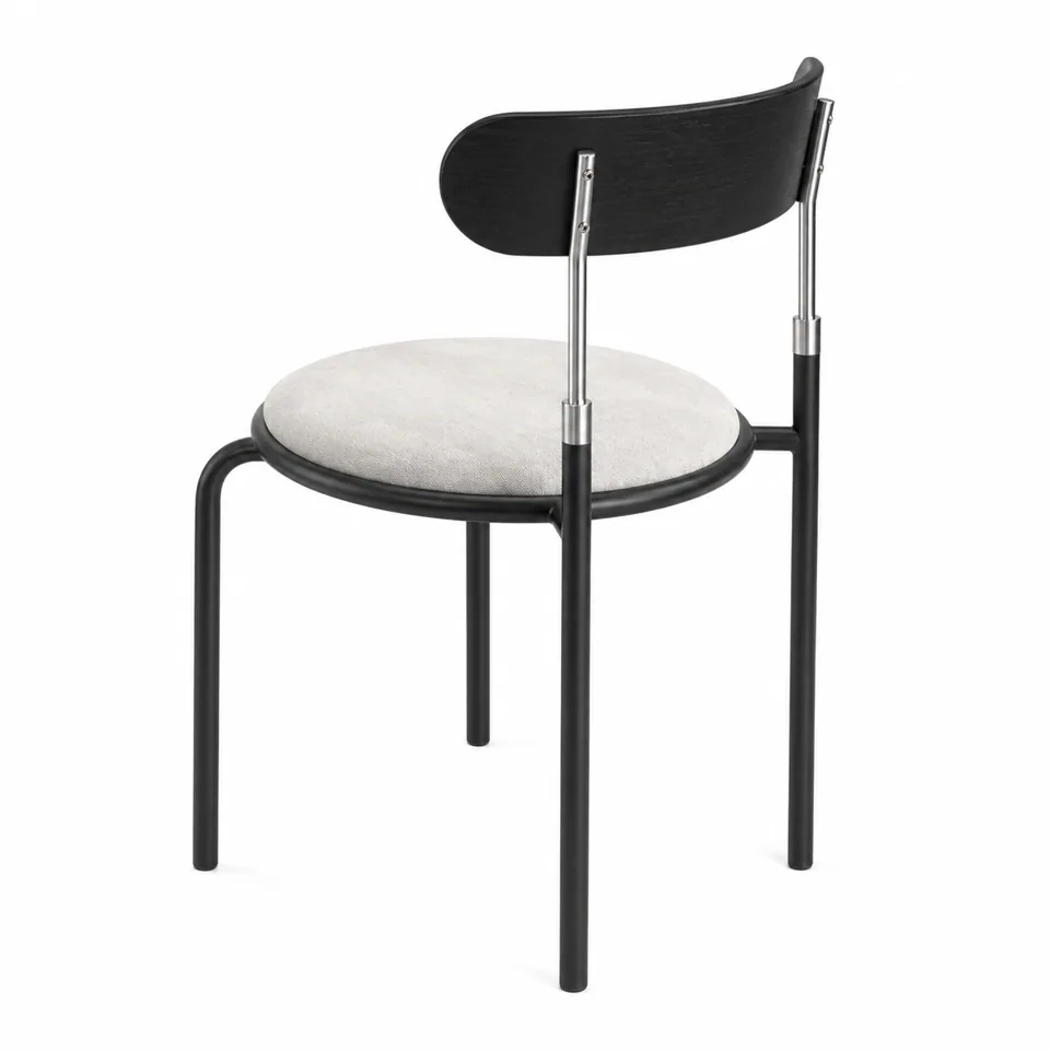 Espresso Steel Round-Seat Chair