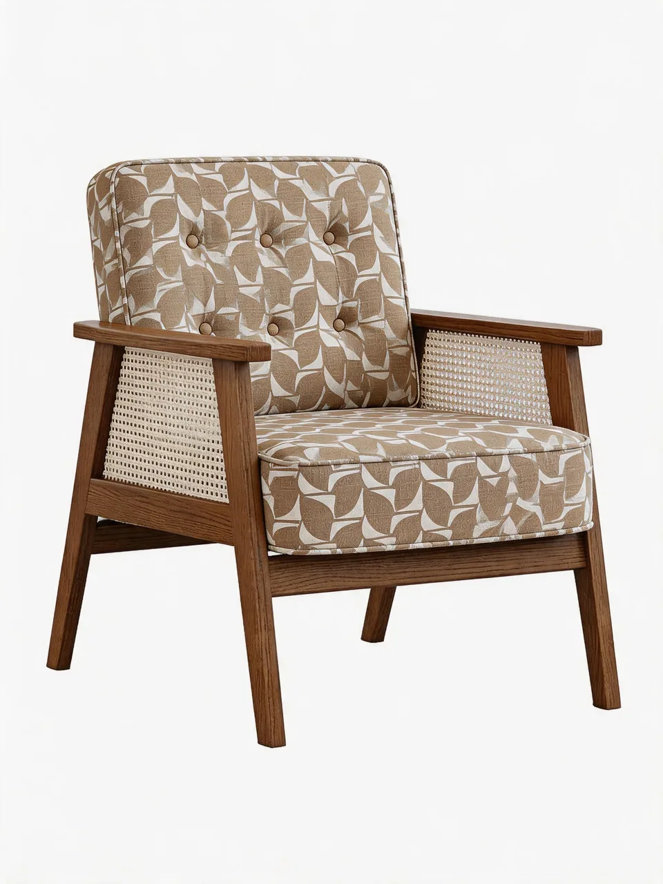 Khaki Leaf Mid-Century Armchair