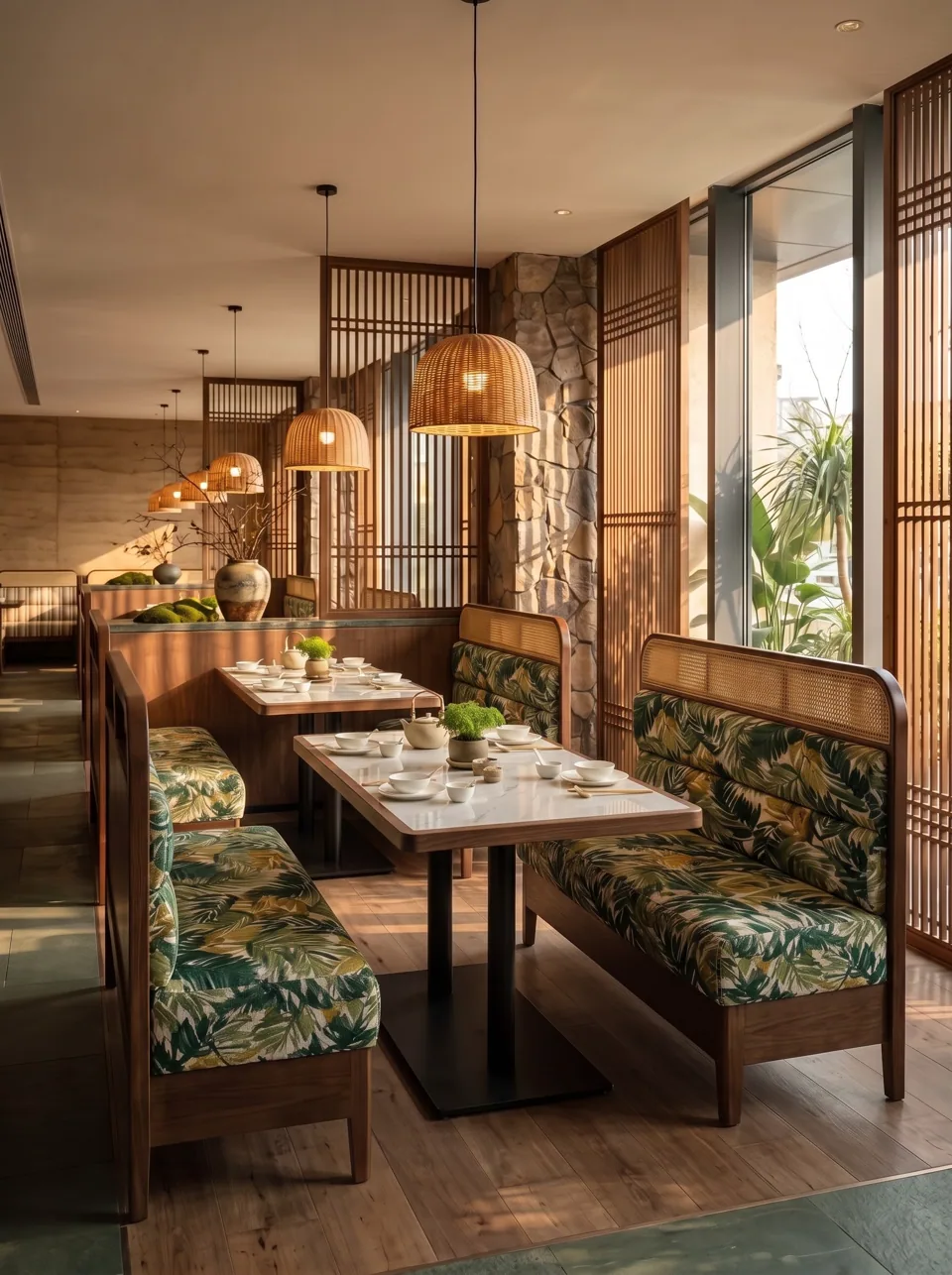 Palm Leaf Booth & Chair Set