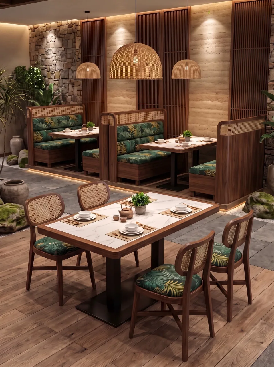 Palm Leaf Booth & Chair Set view 3