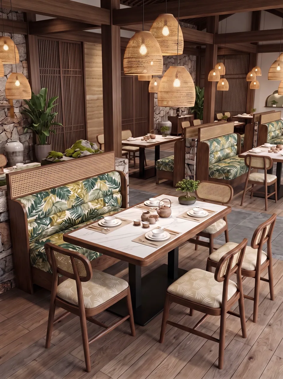 Palm Leaf Booth & Chair Set view 4