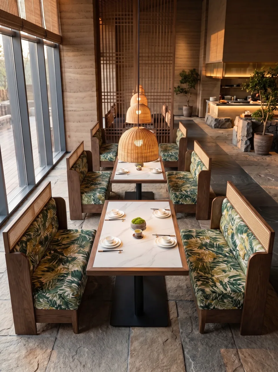 Palm Leaf Booth & Chair Set view 6