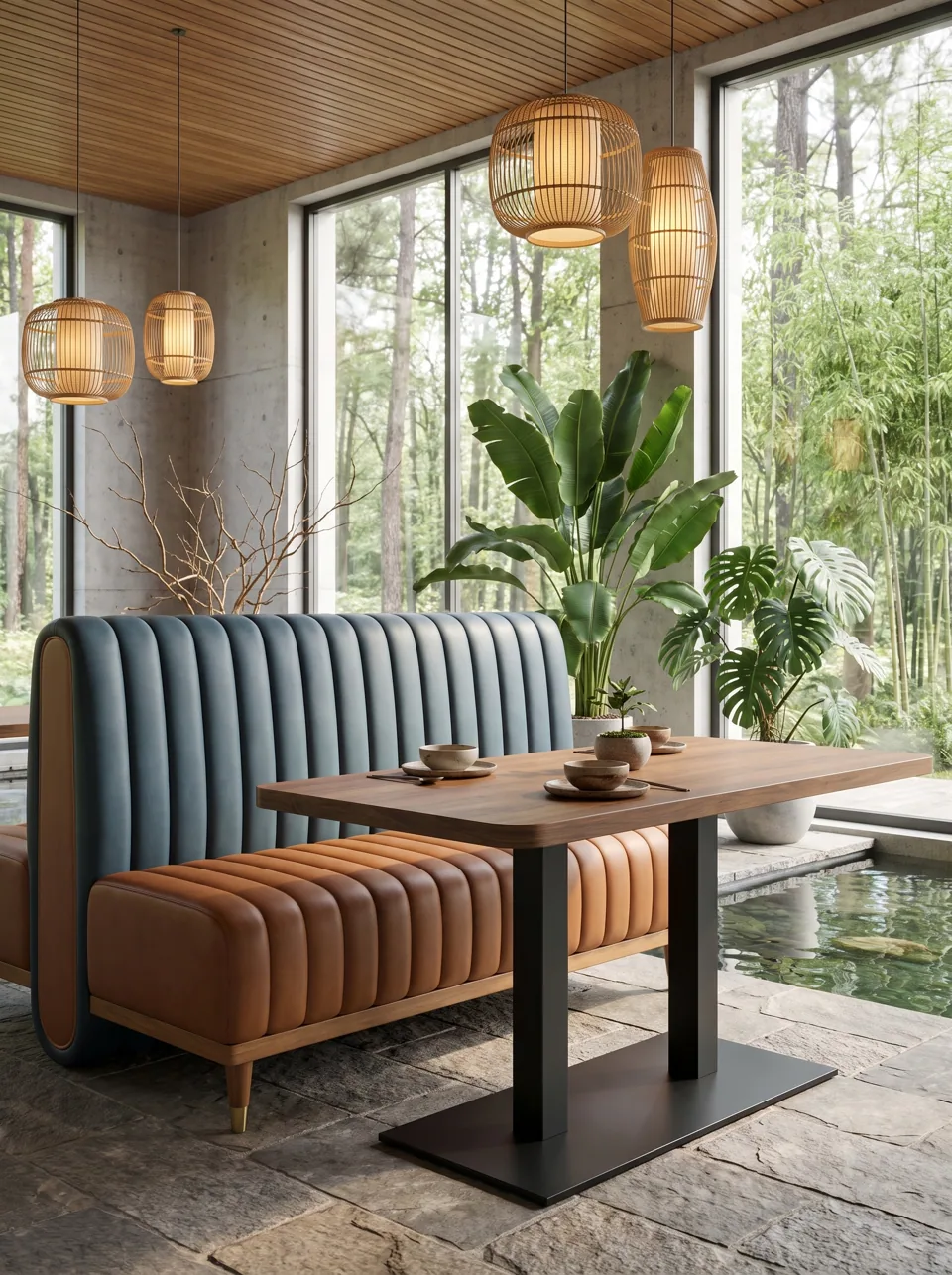 Sage Channel Walnut Booth Set view 6