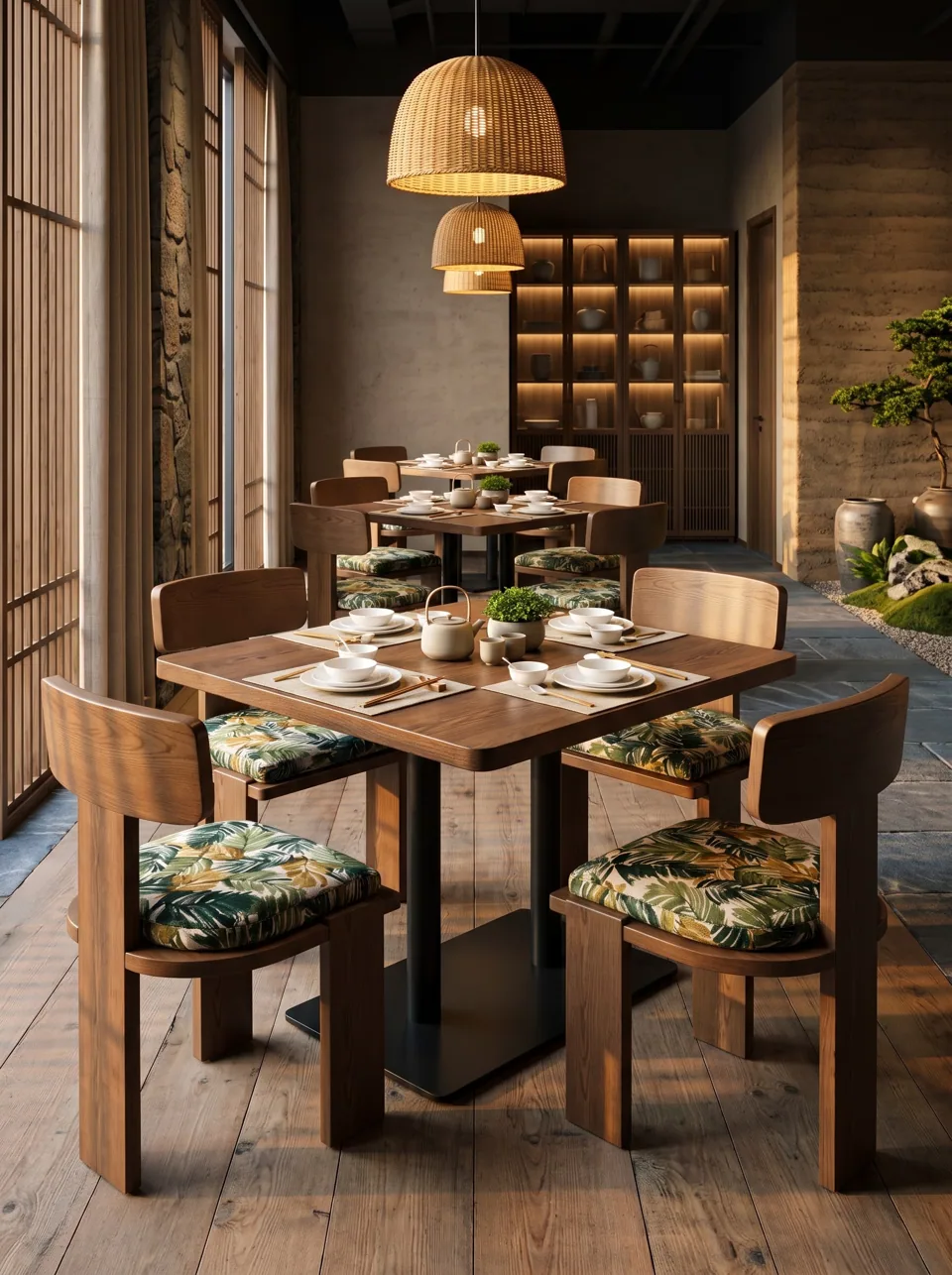 Slab-Leg Chair & Table Set