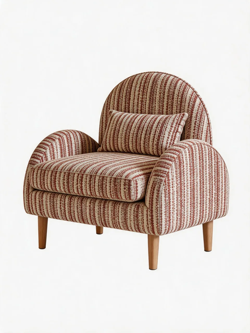 Terracotta Stripe Upholstered Armchair