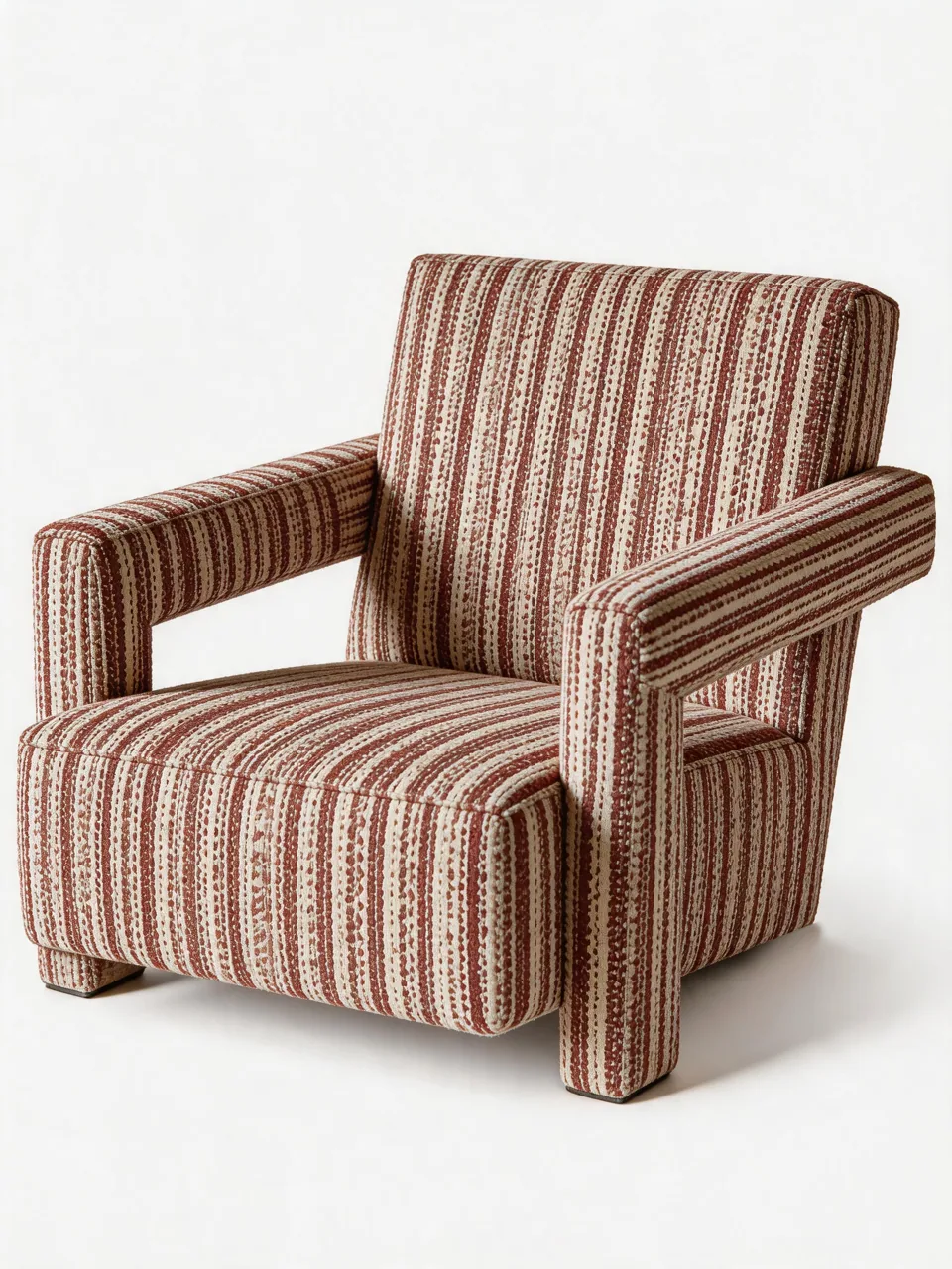 Terracotta Stripe Upholstered Armchair view 2