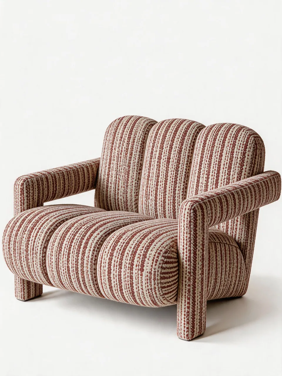 Terracotta Stripe Upholstered Armchair view 3