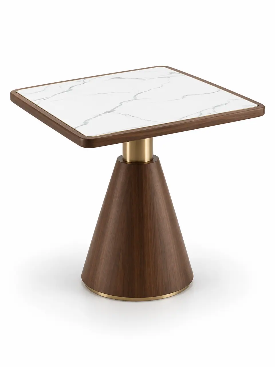 Walnut-Rim Cone-Base Two-Top